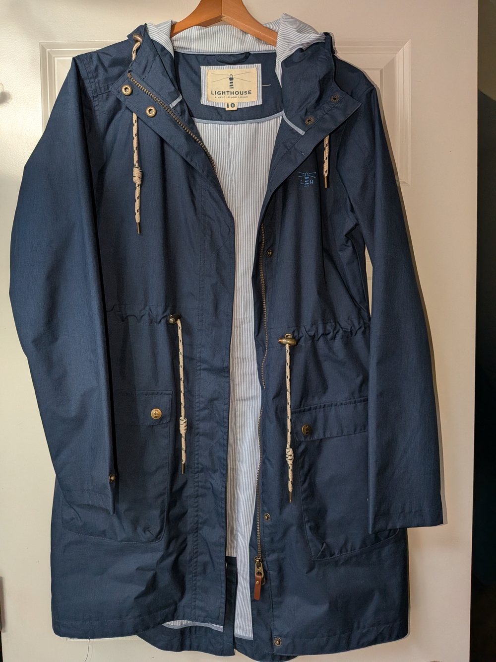 Women's Navy Hooded Raincoat